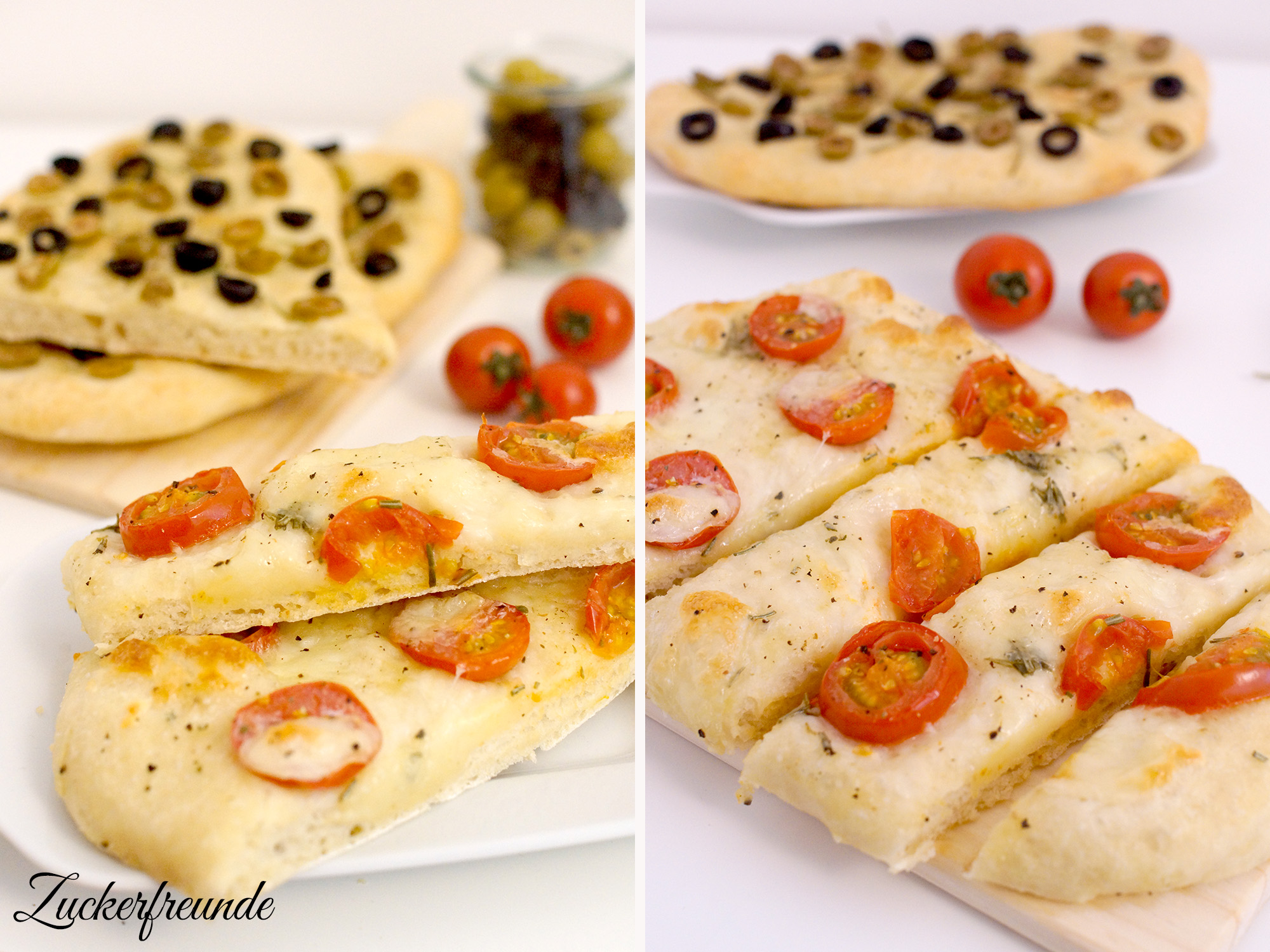Zweierlei Focaccia: Oliven &amp; Tomaten-Mozzarella - LieberBacken