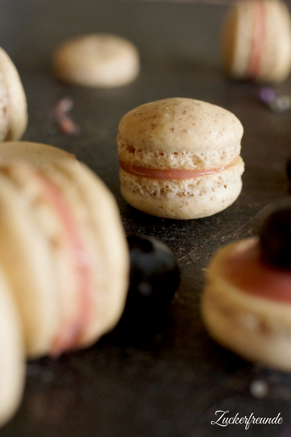 Macarons mit Heidelbeeren