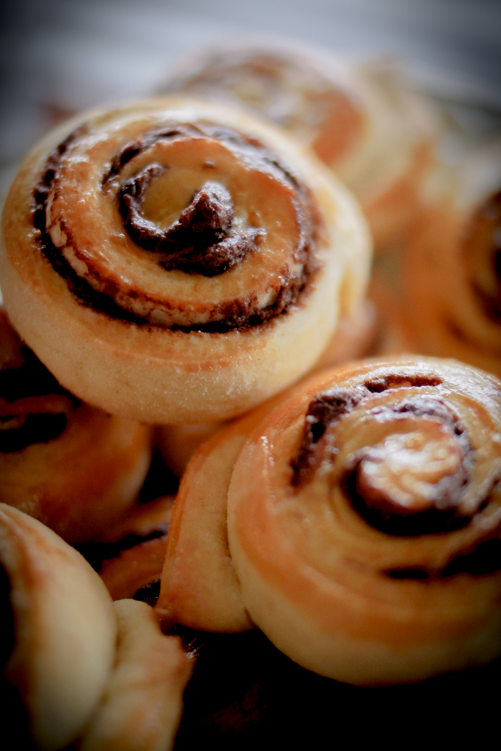 Nougatschnecken aus Hefeteig