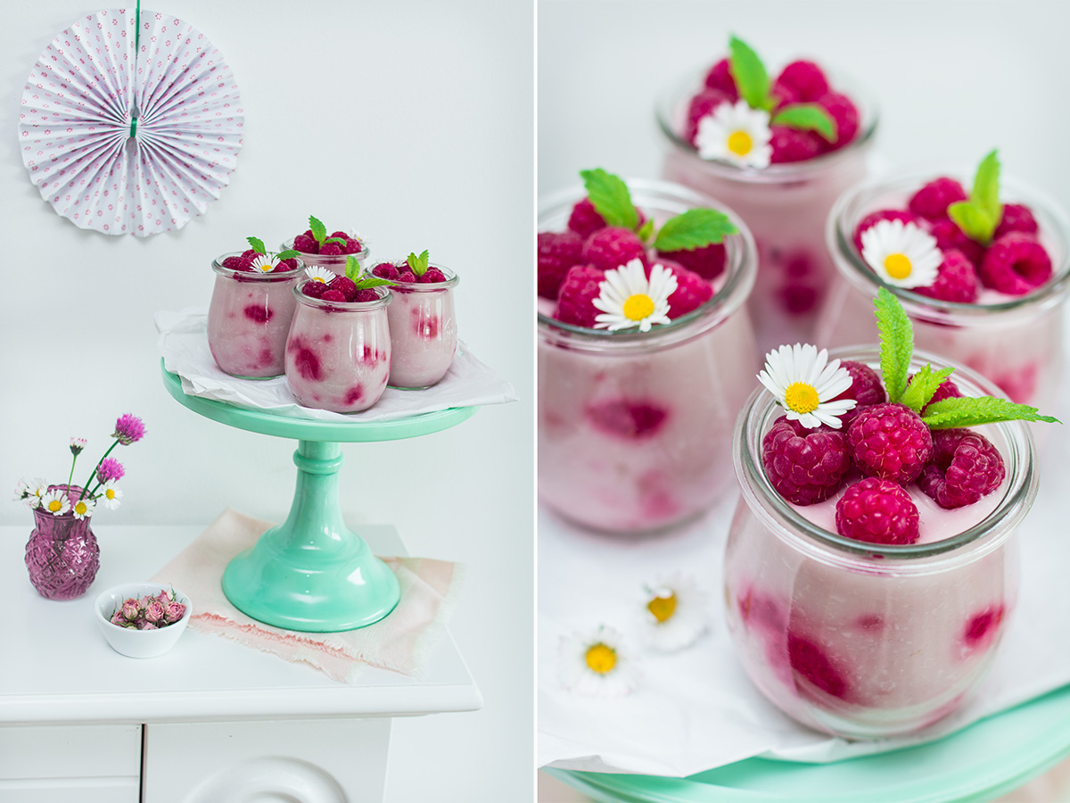 Himbeer-Kokos Dessert im Glas