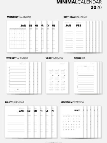 Free Printable: Minimal Calendar 2020 | Gratis Download zum Ausdrucken: Kalender 2020