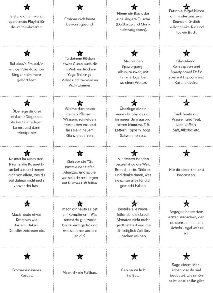 Achtsamkeits-Adventskalender mit 24 Vorschlägen