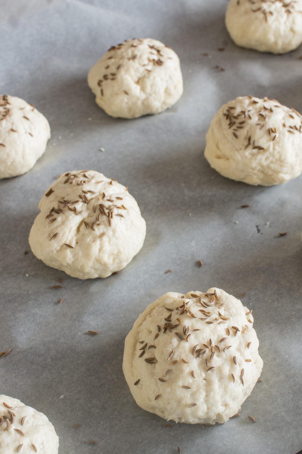 Quarkbrötchen mit Kümmel - nur noch ins Backrohr und fertig backen