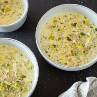 Lauch-Käse-Suppe mit Hack