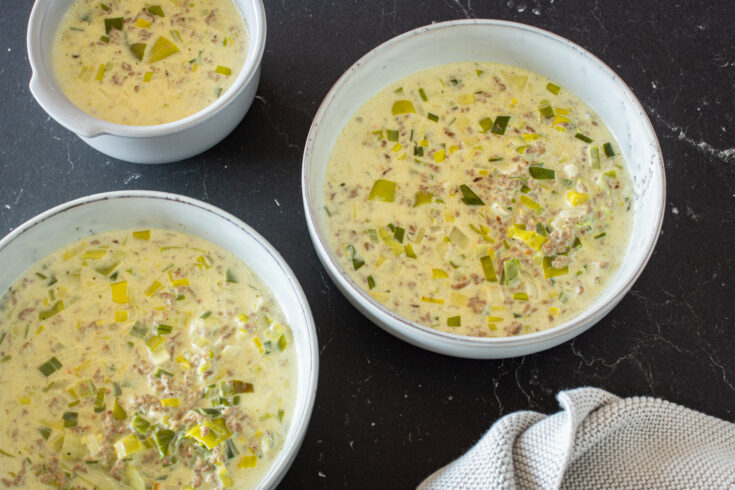 Lauch-Käse-Suppe mit Hack