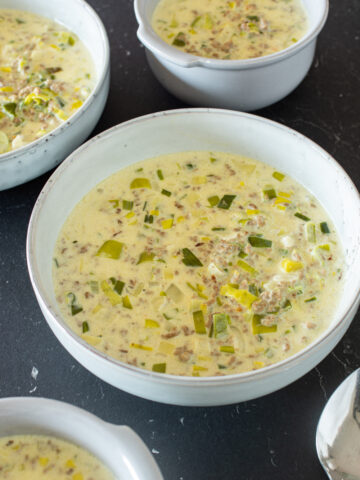 Lauch-Käse Suppe mit Hack - einfaches Rezept