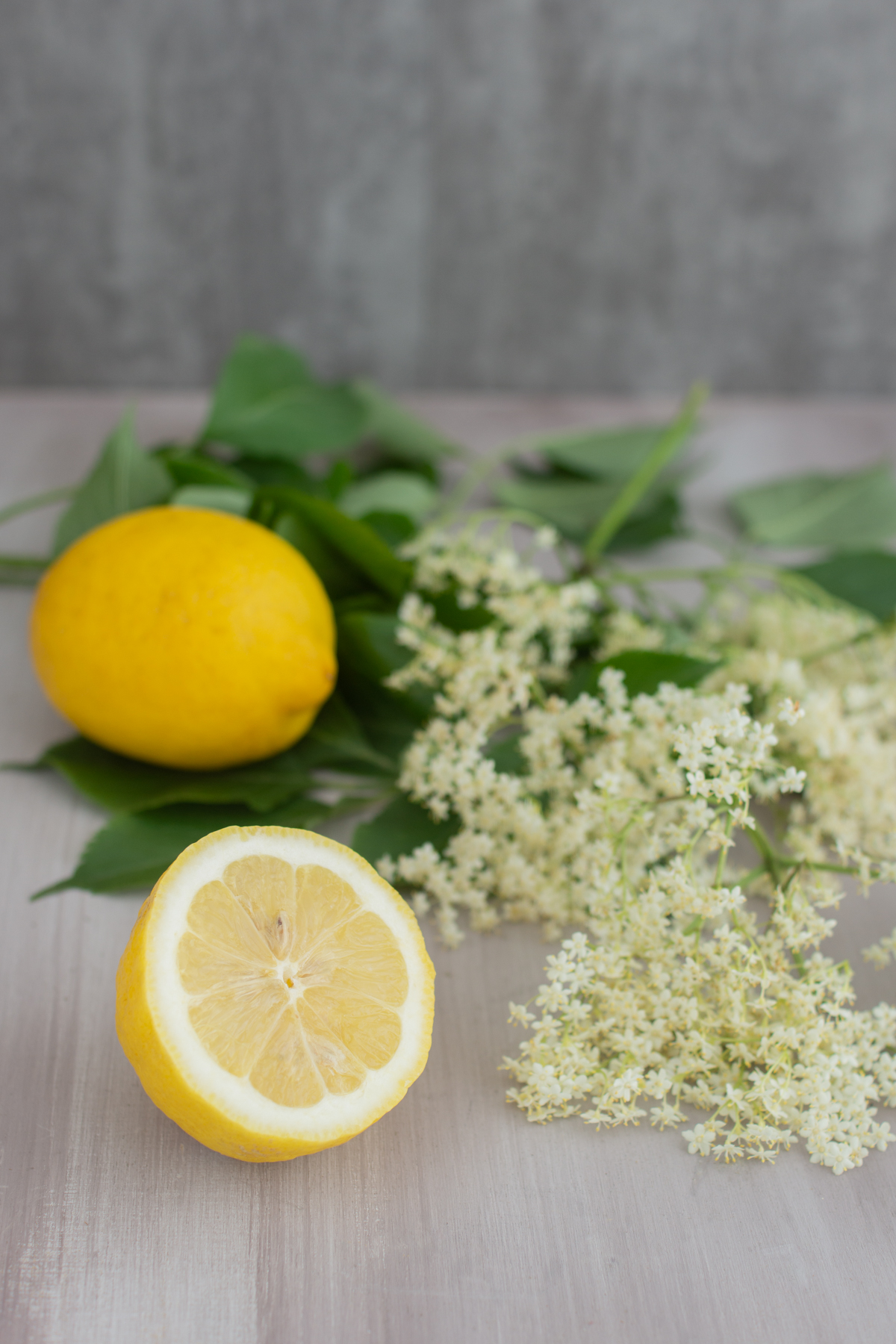 Holunderblüten und frische Zitronen für selbst gemachten Sirup