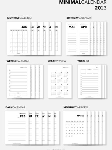 Minimal Calendar 2023 (Free Printables) | Minimalistischer Kalender 2023 - Gratis Download - by LieberBacken