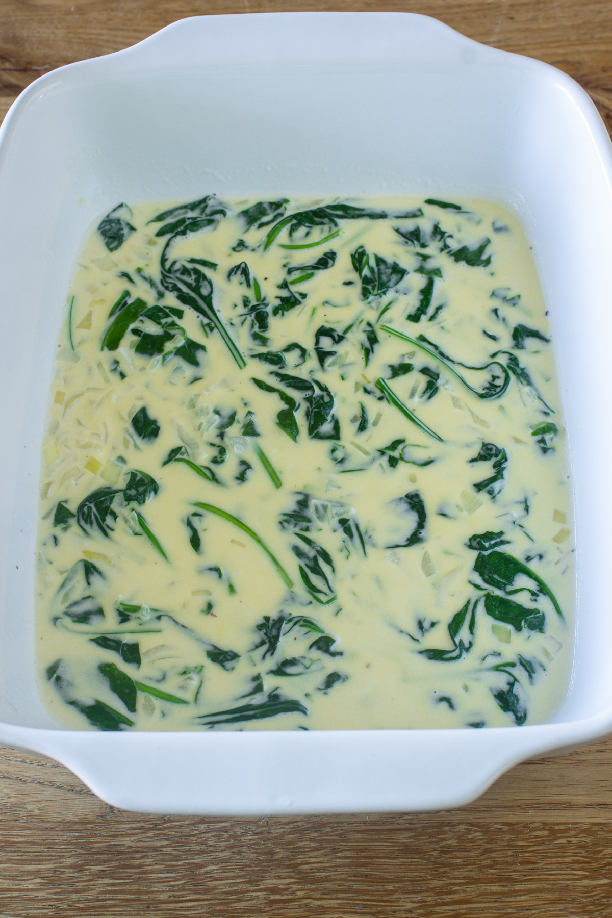 Spinatcreme in der Auflaufform