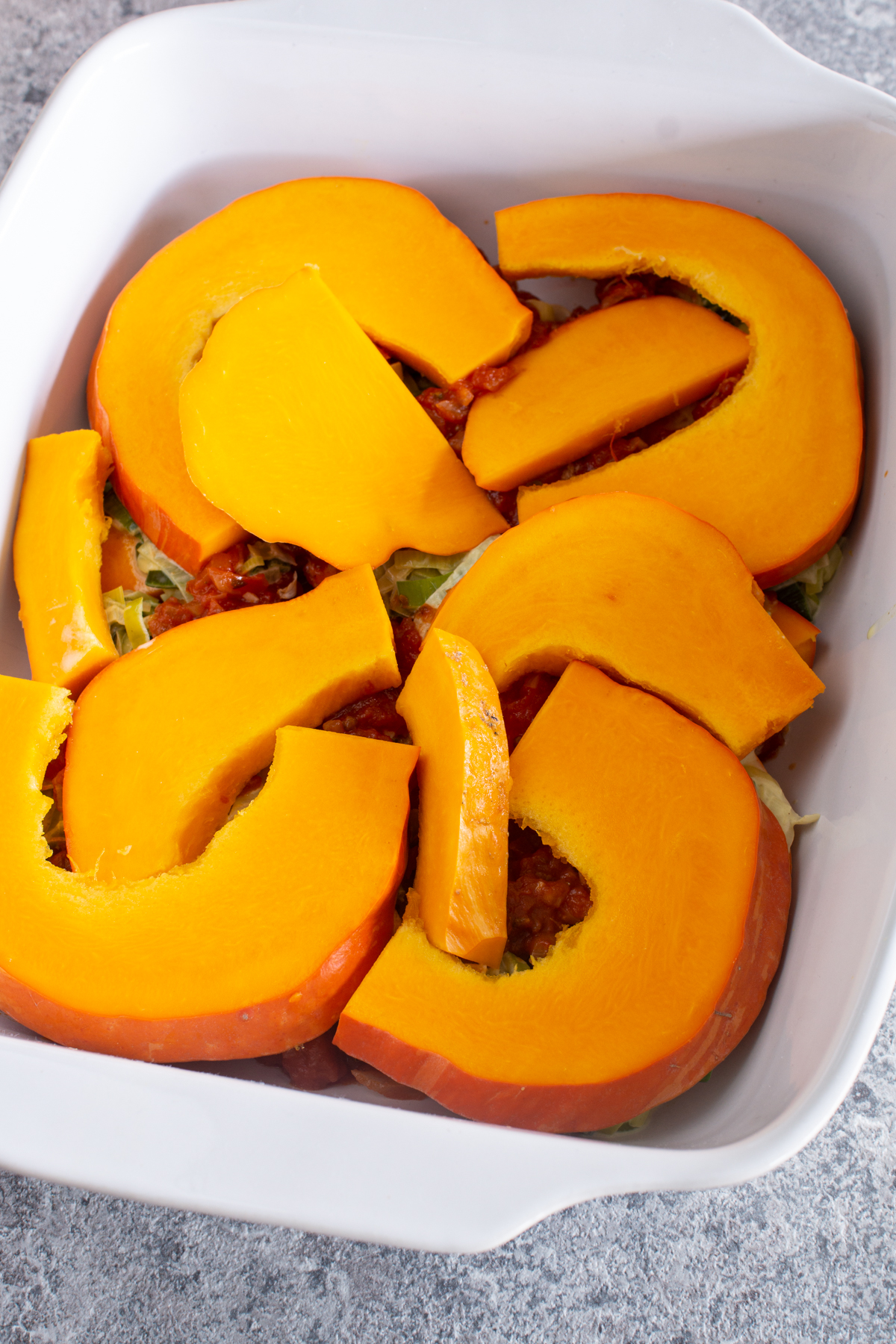 Einfaches Rezept für Kürbis-Lauch AUflauf