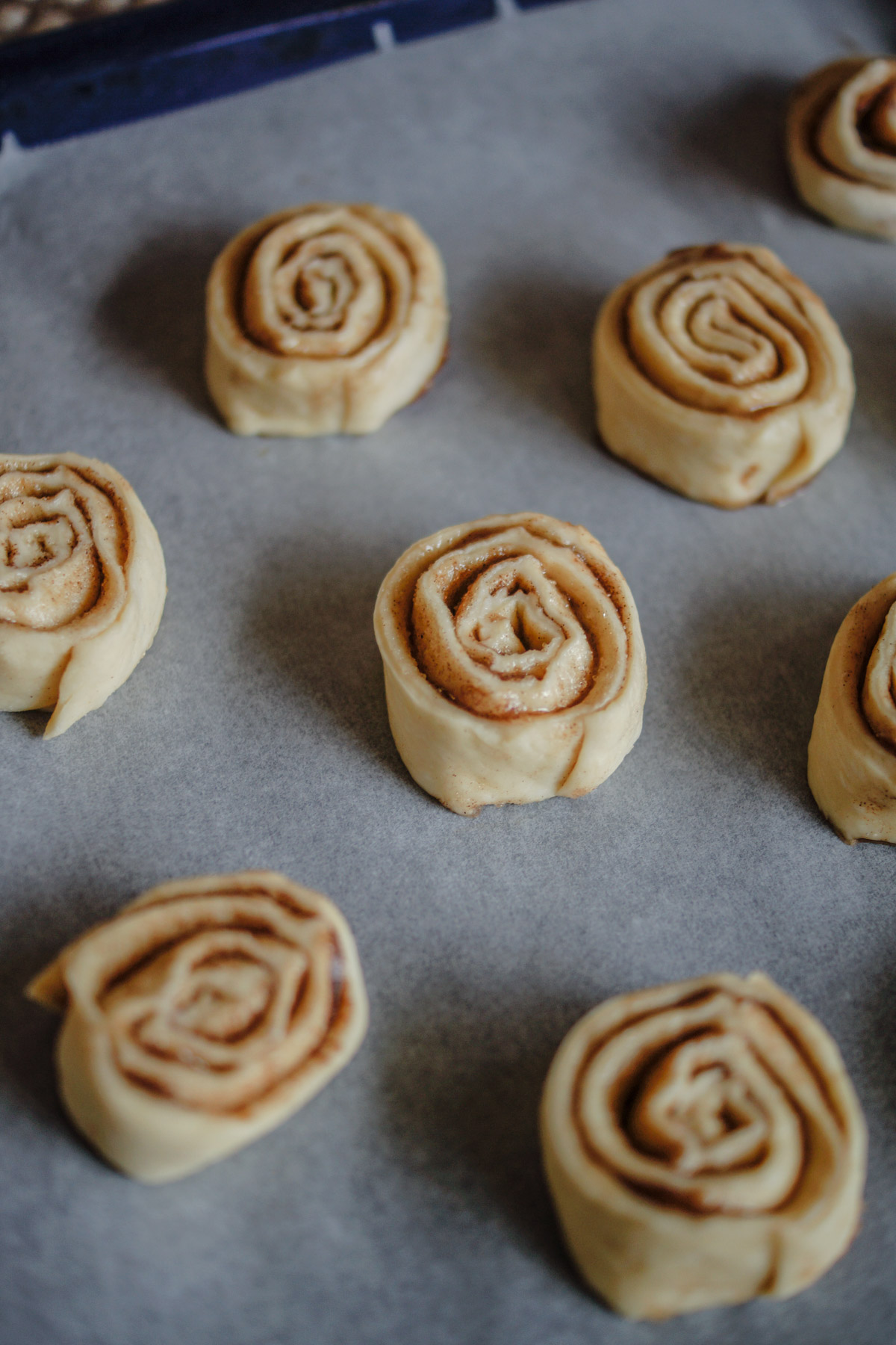 Zimtschnecken auf dem Backblech