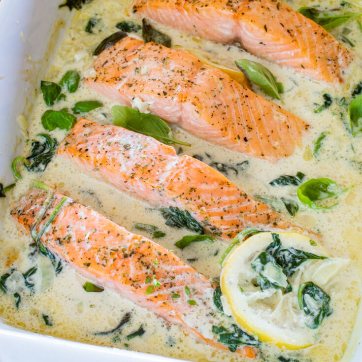 Ofenlachs mit Spinat