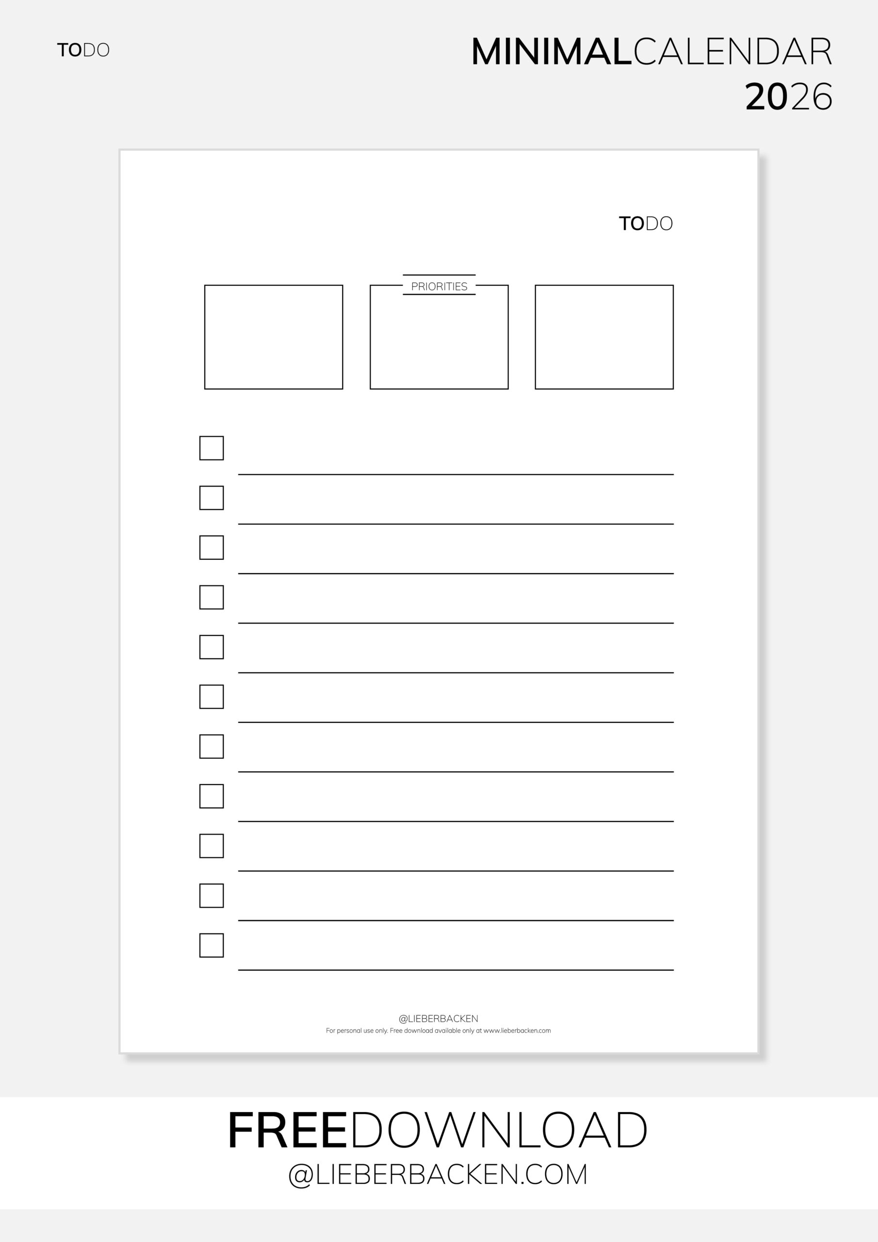 To Do List | Minimal Calendar